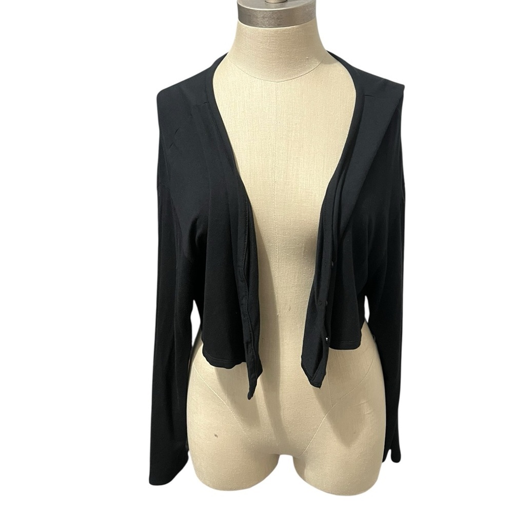 OAK + FORT Cardigan Black Size Petite Small Modal Lightweight Jersey Knit
